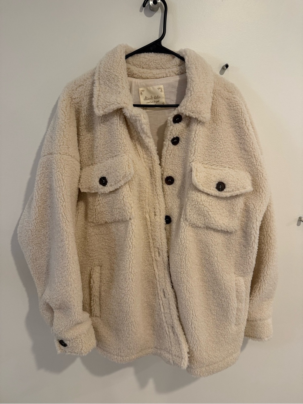 Altar'd State Cream Sherpa Button Jacket